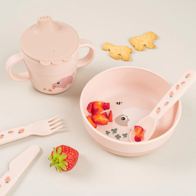 Anti slip kommetje - Foodie bowl - Tiny farm - Powder - Done by Deer - productfoto