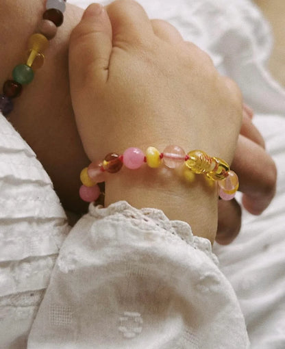 Bernstein- und Edelsteinarmband - Bondi - 14 cm - Kinder 0-3 Jahre - Nirrimis