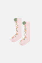Kniekousen Chelie met pompons - Katoenmix - Blush - Louise Misha - productfoto - afbeelding 3