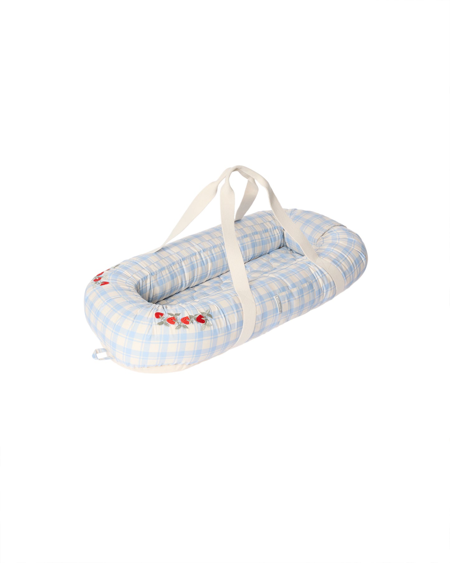 Baby Nest - Plaid Sky Blue - Baby Lift - Organic cotton - Checked/Strawberries - Garbo & Friends