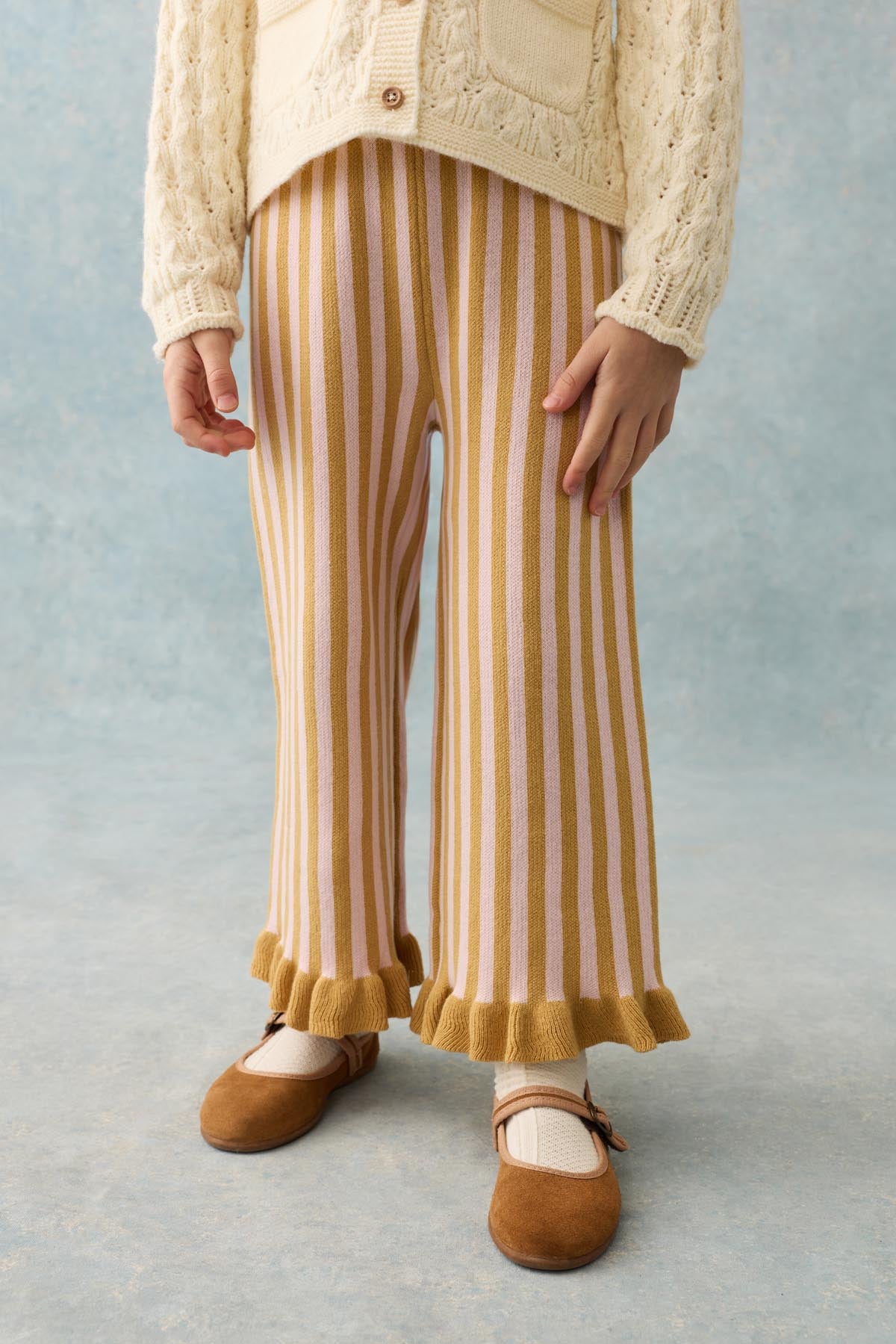 Gestreepte broek met ruches Salia - Biologisch katoen - Honey Blush Stripes - Louise Misha - voorkant - afbeelding 4