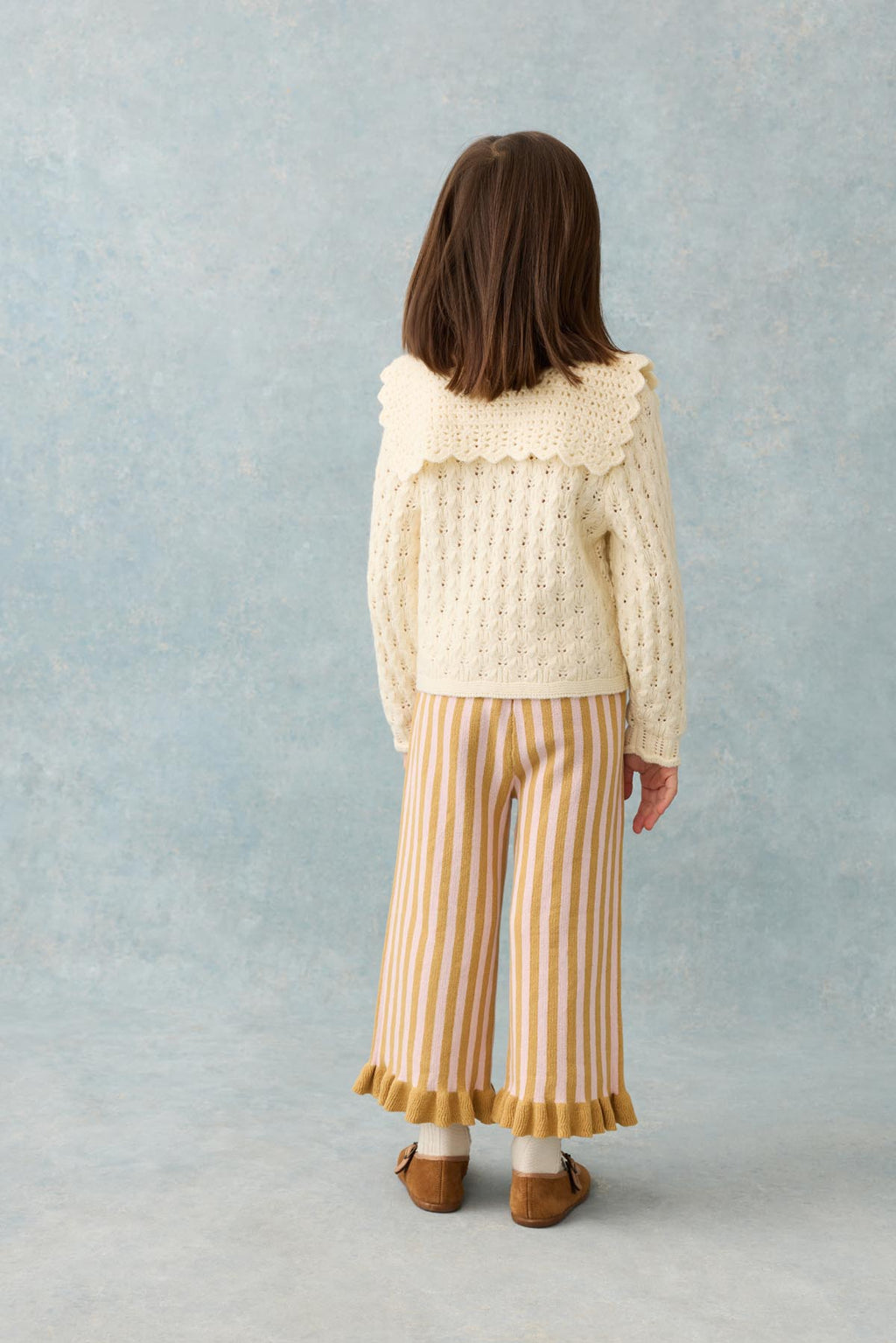 Gestreepte broek met ruches Salia - Biologisch katoen - Honey Blush Stripes - Louise Misha - achterkant