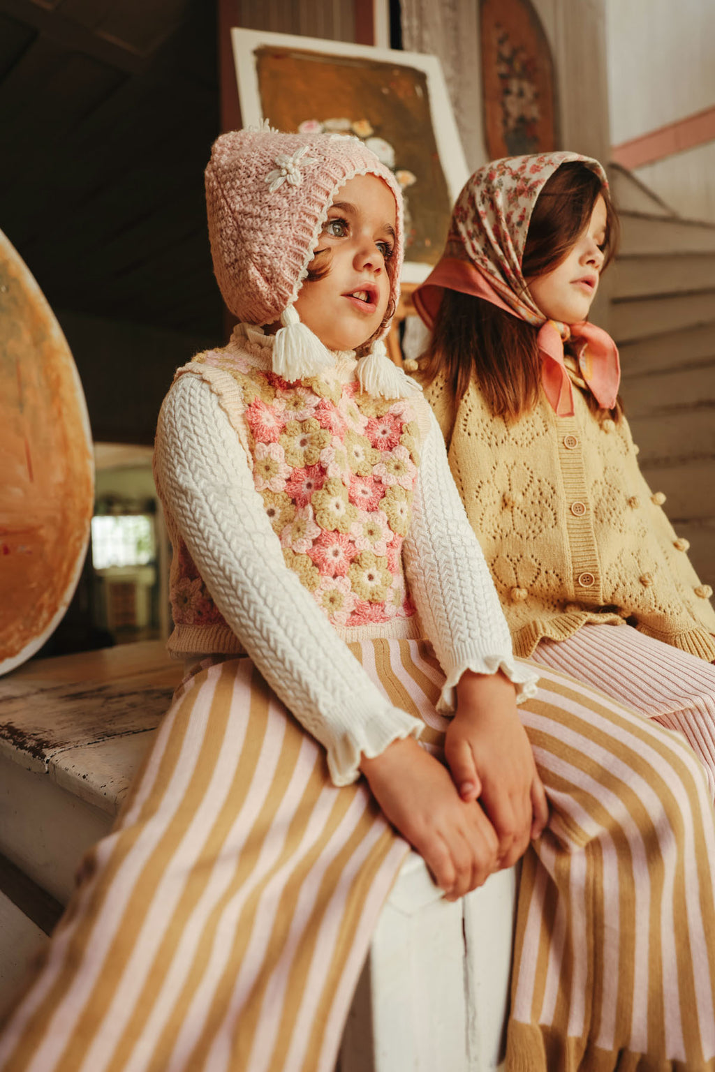 Gestreepte broek met ruches Salia - Biologisch katoen - Honey Blush Stripes - Louise Misha - voorkant - afbeelding 6