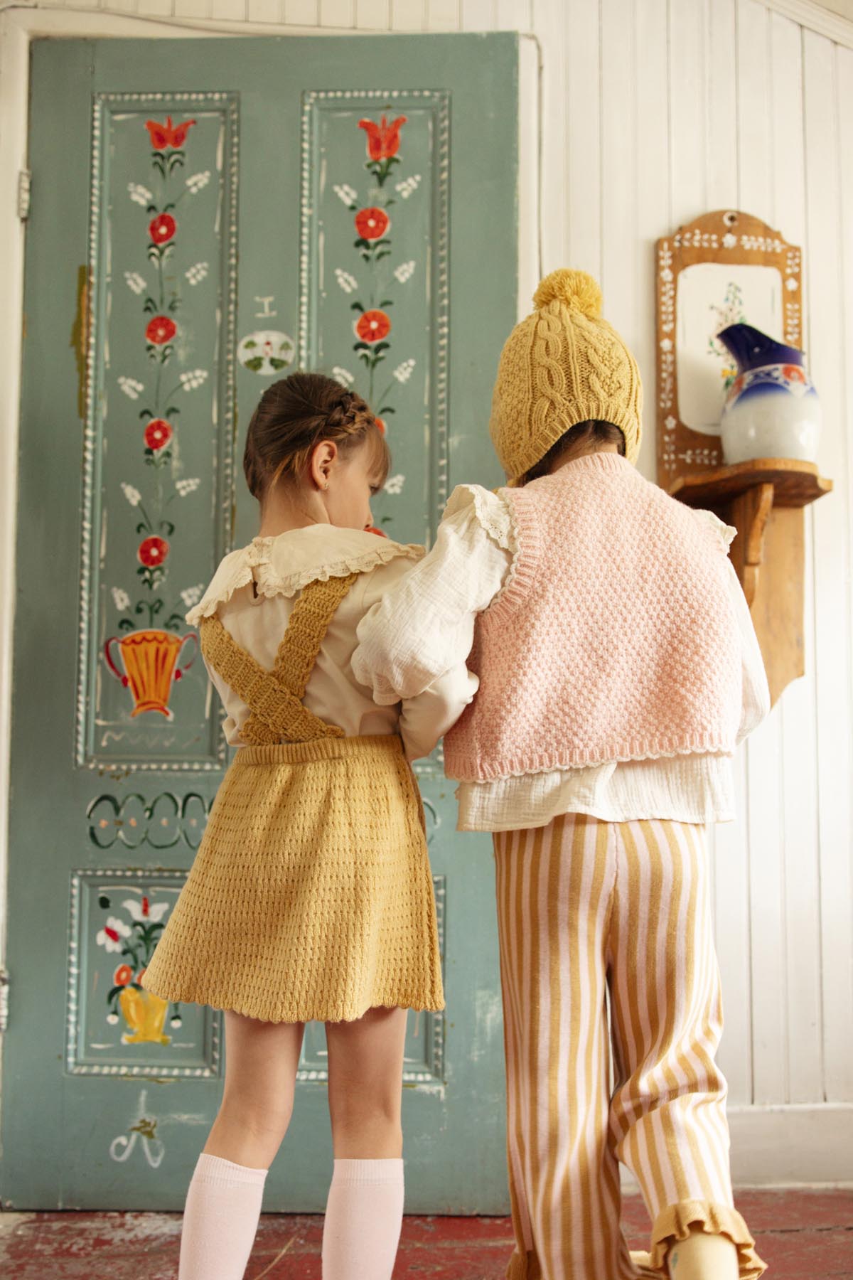 Gestreepte broek met ruches Salia - Biologisch katoen - Honey Blush Stripes - Louise Misha - productfoto - afbeelding 5