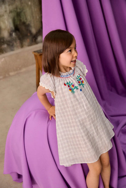 Dress Edith - Organic cotton - Cream Cruise Check - Louise Misha