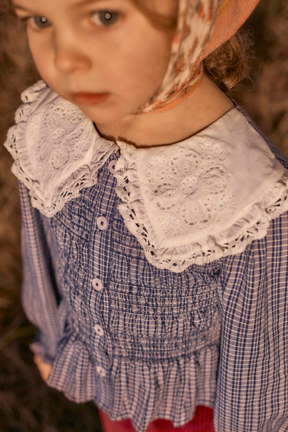 Meisjesblouse Enola - Biologisch katoen - Indigo Cozy Checks - Louise Misha