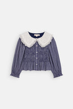 Meisjesblouse Enola - Biologisch katoen - Indigo Cozy Checks - Louise Misha - lifestyle - afbeelding 2
