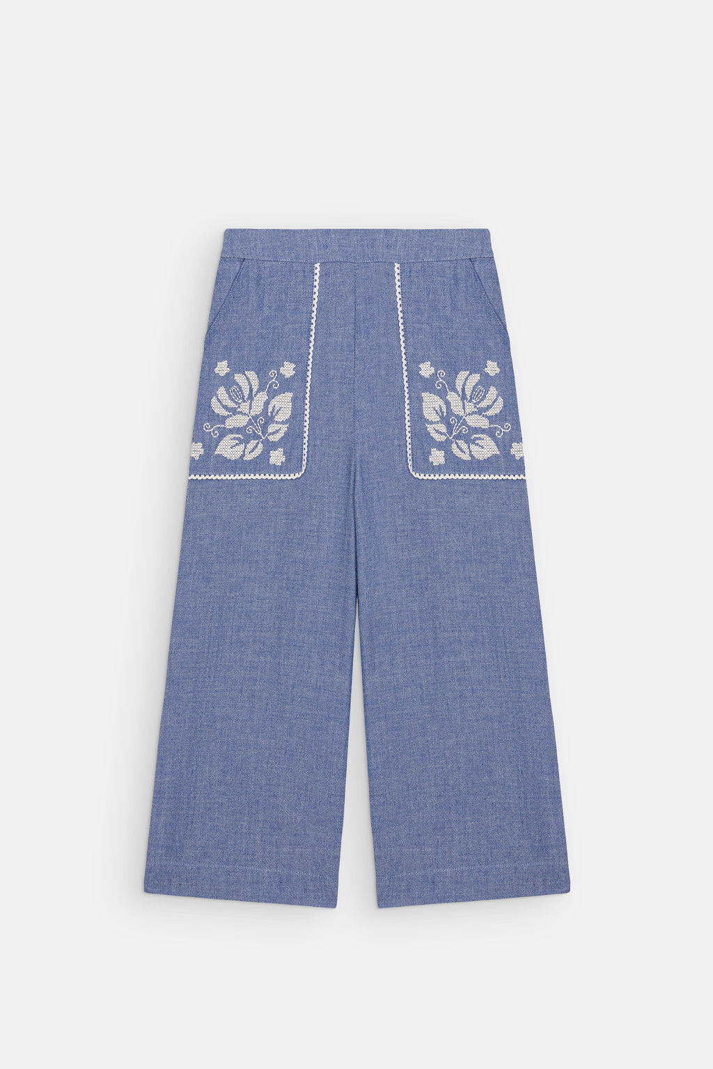 Broek Flofi met borduursels - Biologisch katoen - Light Blue - Louise Misha - productfoto - afbeelding 2