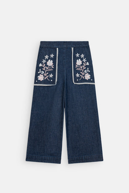 Broek Flofi met borduursels - Indigo - Louise Misha