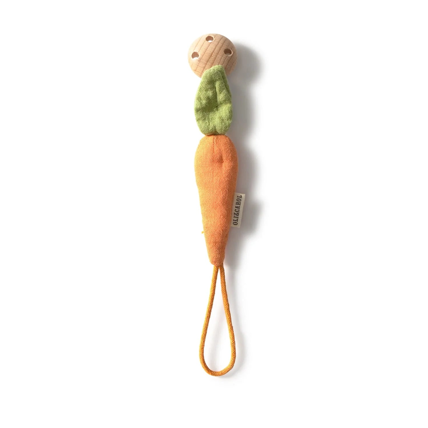 Speenkoord wortel - Cathy the Carrot - Katoen & beukenhout - Oli&Carol