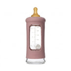 Glazen babyfles - Wide Neck met sleeve/beschermhoes - Glas & natuurrubber - HEVEA - productfoto - afbeelding 3