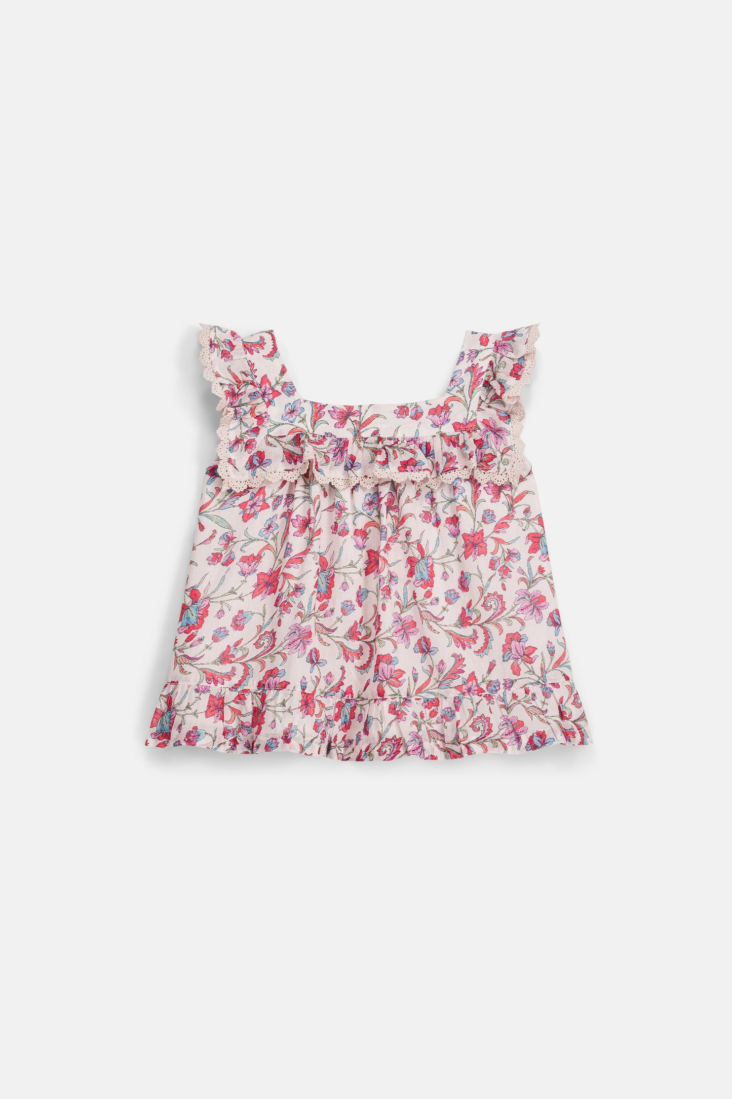 Top zonder mouw - Blouse Inessa - Biologisch katoen - Cream Floral Haven - Louise Misha