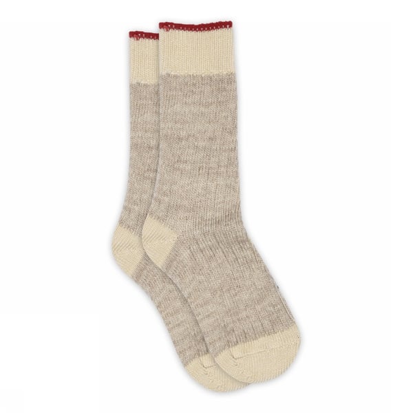 Wollen sokjes - Ully Long Socks - Ecru/rood - MP Denmark