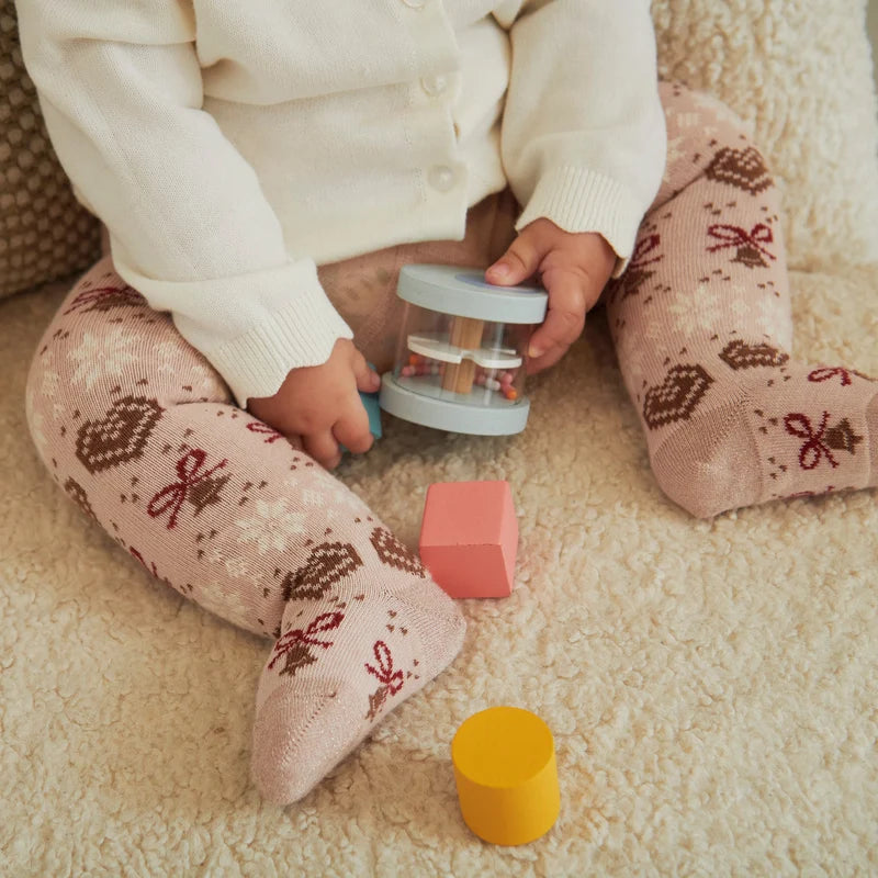 Chrissy Tights – Rose Dust – Cotton kids' tights – Christmas pattern – MP Denmark