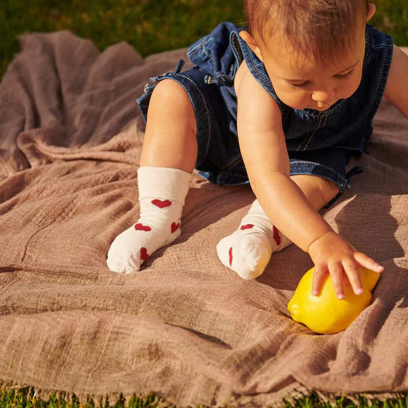 Baby sokjes Alvilda - Hartjes/Cream - Katoen - MP Denmark