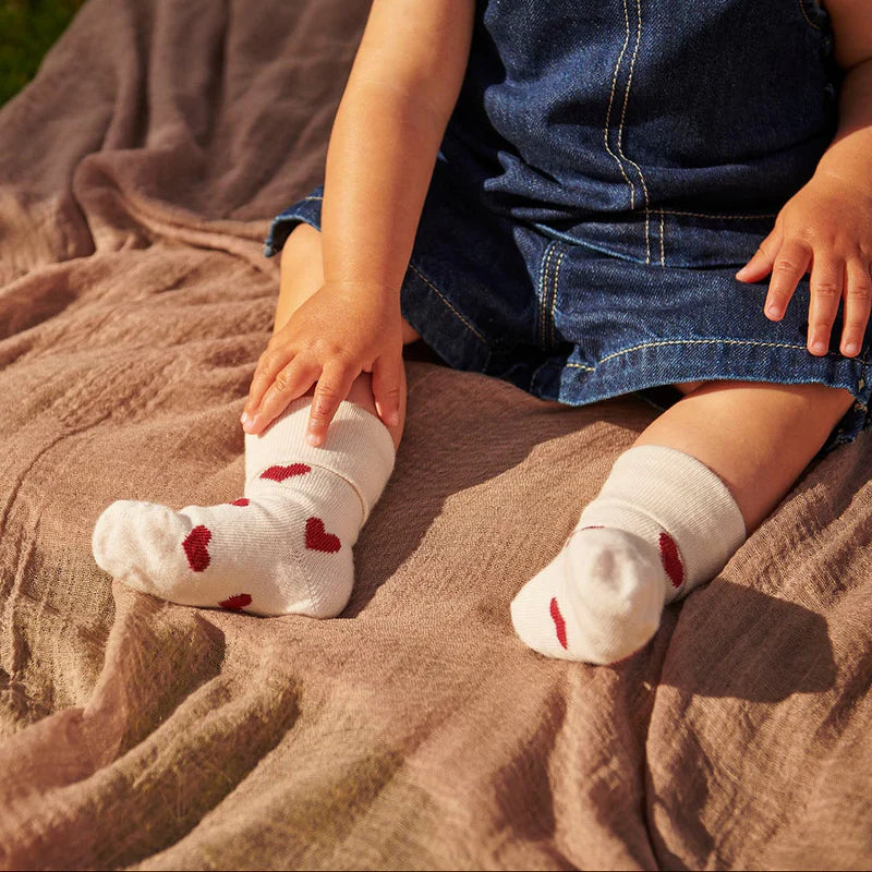 Baby sokjes Alvilda - Hartjes/Cream - Katoen - MP Denmark