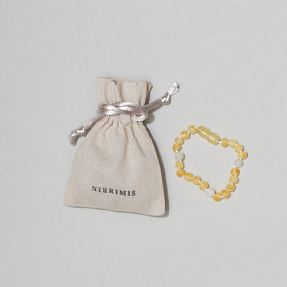 Armband Mondstein & Rohbernstein Zitrone - 14 cm - Kinder 0-3 Jahre - Nirrimis