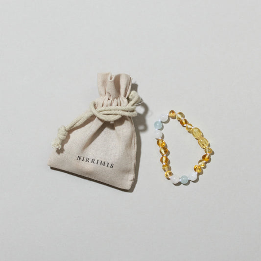 Bernstein und Edelstein Armband - Beachy - 14 cm - Kinder 0-3 Jahre - Nirrimis