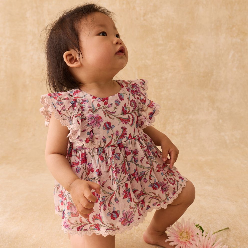 Romper jurkje Lena - Biologisch katoen - Cream Floral Haven - Louise Misha - voorkant - afbeelding 3