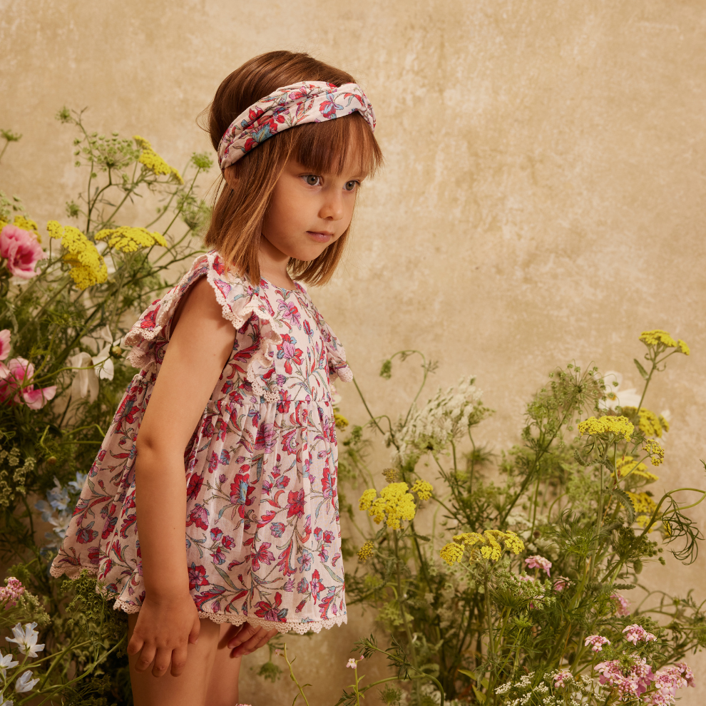 Romper jurkje Lena - Biologisch katoen - Cream Floral Haven - Louise Misha - voorkant - afbeelding 4