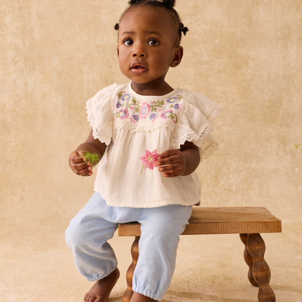Broekje - Pants Floreli - Biologisch katoen - Oxford Blue/Blauw - Louise Misha - productfoto