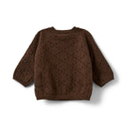 Gebreid babyvest DoraKB met pointelle - Donkerbruin - Sofie Schnoor