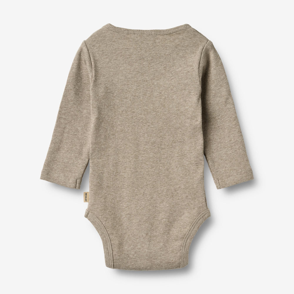 Romper lange mouw Spencer - Biologisch katoen - Gravel melange - Wheat