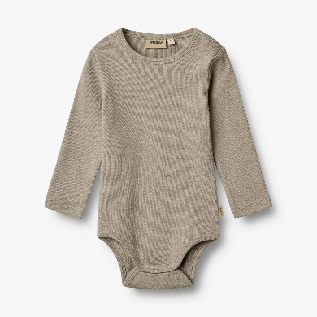 Romper lange mouw Spencer - Biologisch katoen - Gravel melange - Wheat - voorkant