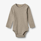Romper lange mouw Spencer - Biologisch katoen - Gravel melange - Wheat - voorkant