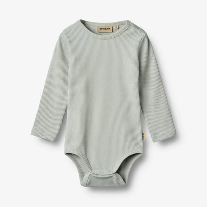 Wheat - Rib Body L/S Spencer - Rainy sky - Romper - Biologisch katoen
