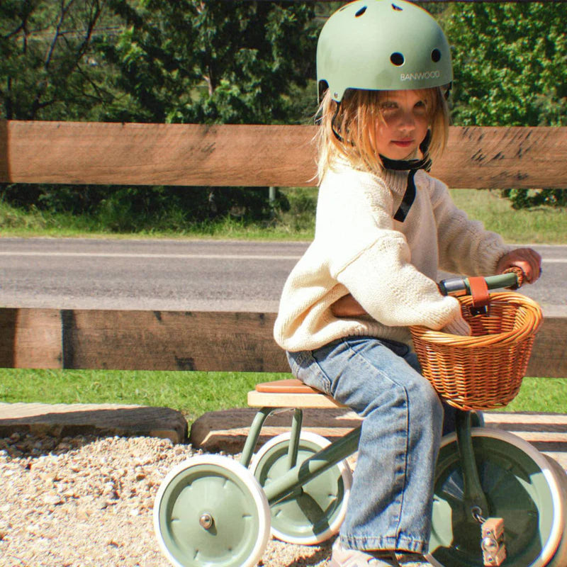 Kinder driewieler met rieten mandje - Trike Vintage - Forest Green - Banwood - productfoto - afbeelding 2