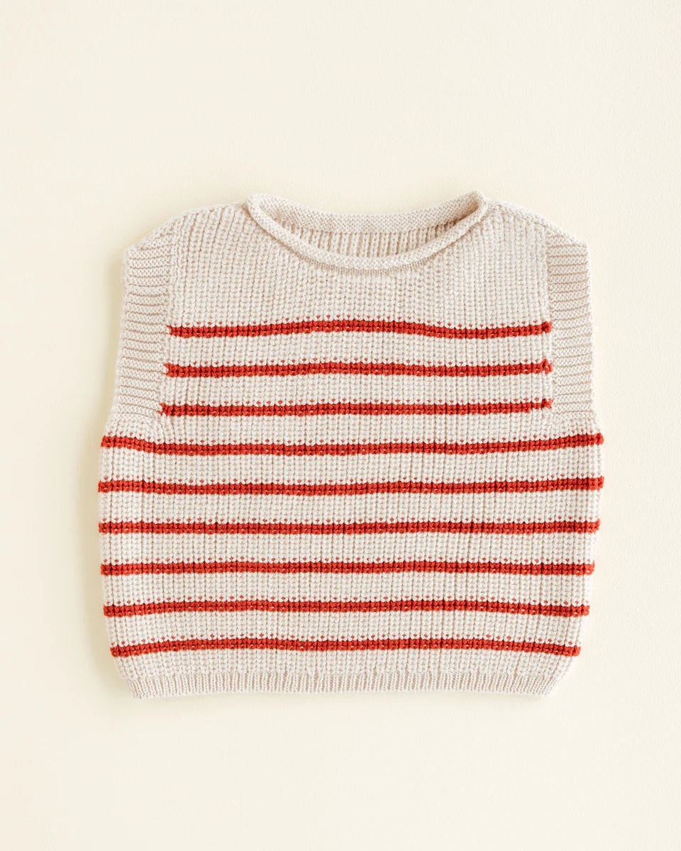 Vest Harvey - Gestreept - Spencer/mouwloos truitje - Merinowol - HVID - productfoto