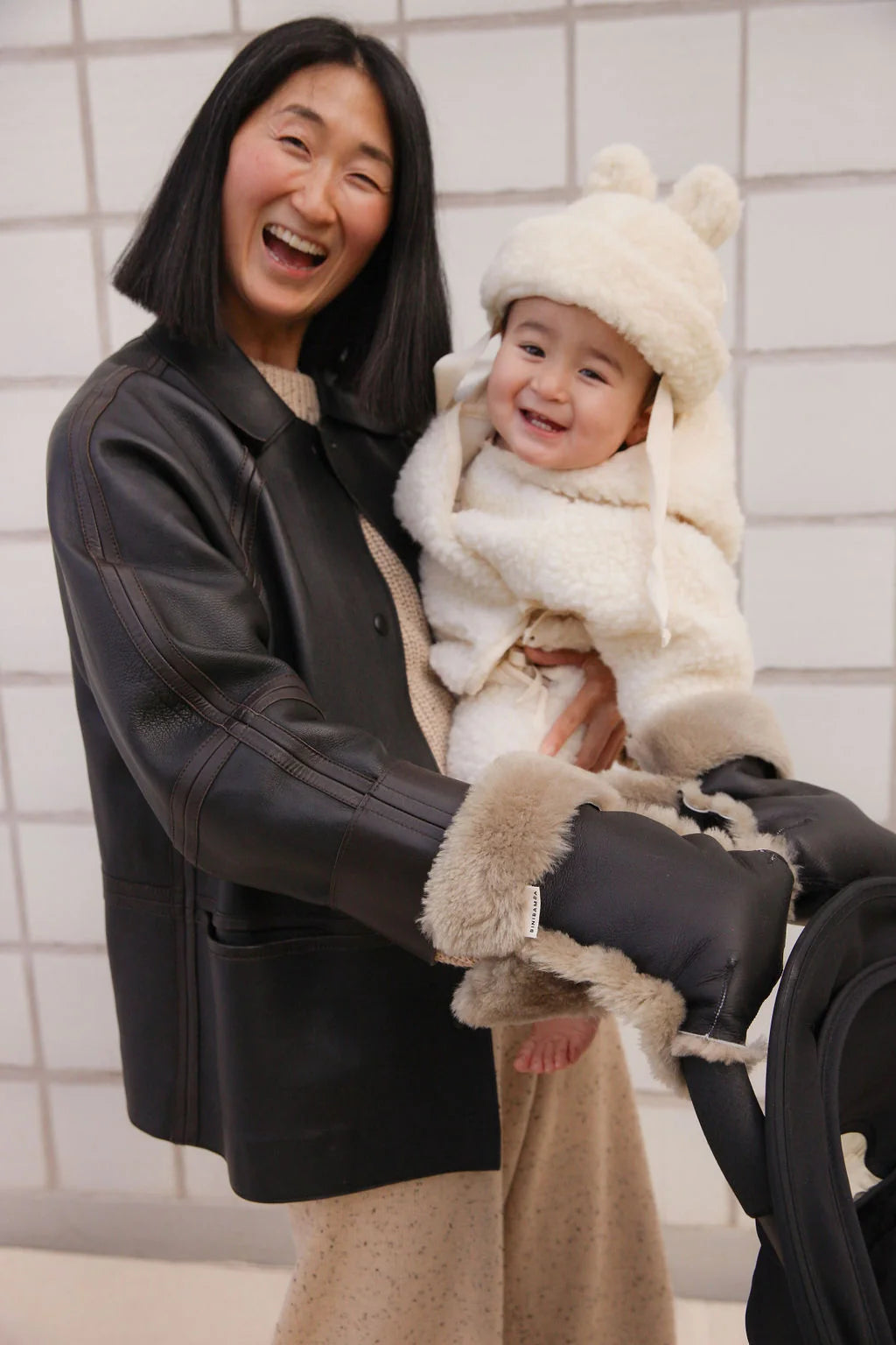 Merinowolle Baby Mütze Teddy Hat - Milk - BINIBAMBA