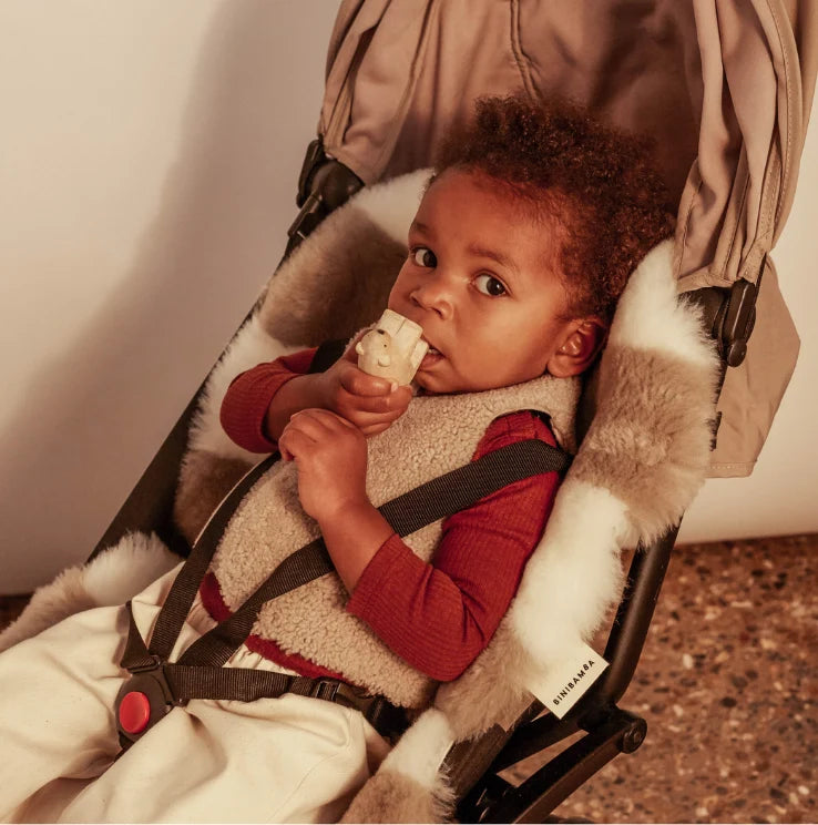 Merinowolle Kinderwagen-Einlage Snuggler® - White Toastie - BINIBAMBA