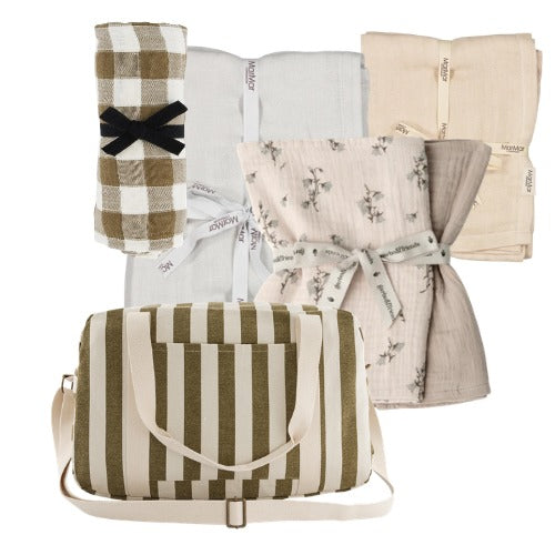 Hydrofiele doek Bianca - Vichy Nutria/Olijfgroen - Mousseline katoen - Rose in April - productfoto - afbeelding 3