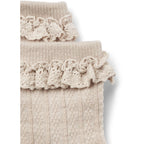 Wheat - Wool Lace Socks Nora - Wollen baby sokken - Wol mix - close up beige