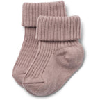 Wheat - Wool Rib Socks Ziggy - Wollen baby sokken - 80% wol - roze