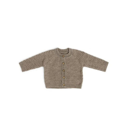 Knitted cardigan - Square knit - Merino wool - Brown - Smallstuff