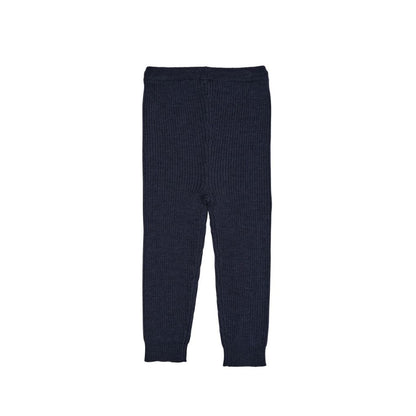 Knitted Baby Trousers - Merino Classic Rib Leggings - Merino Wool - Navy Blue - Copenhagen Colors
