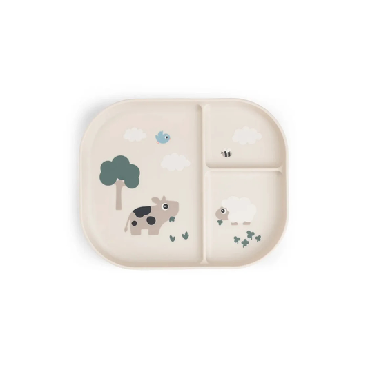 Fächer-Teller - Foodie compartment plate - Tiny farm - Sand - Done by Deer