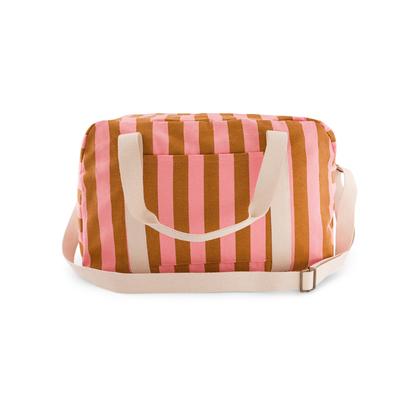 Diaper Bag/Weekend Bag Raphael - Stripes Strawberry/Caramel - Water-repellent cotton - Rose in April