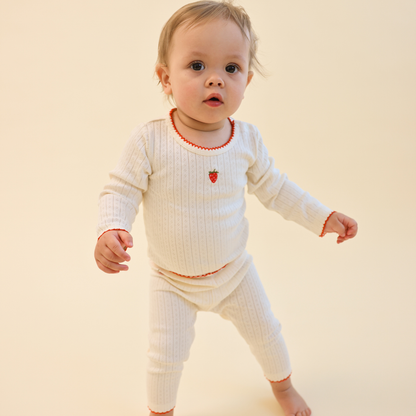 Pointelle legging Flora – Gentle Cream – 100% katoen – Flöss