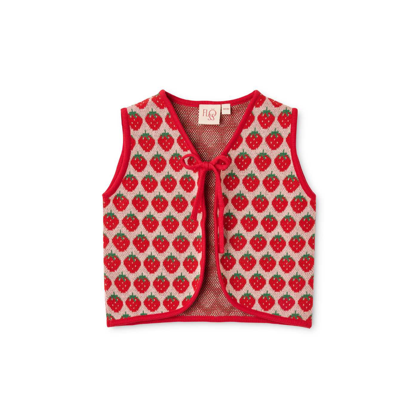 Gebreid gilet Line Vest - Blossom Pink Berry - 100% katoen - Flöss - productfoto