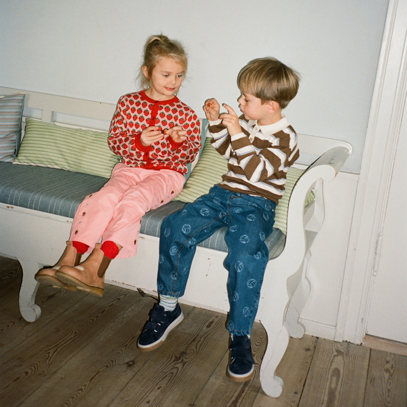 Gebreide polo sweater Elias - Coffee/Air Stripe - 100% katoen - Flöss - voorkant - afbeelding 4