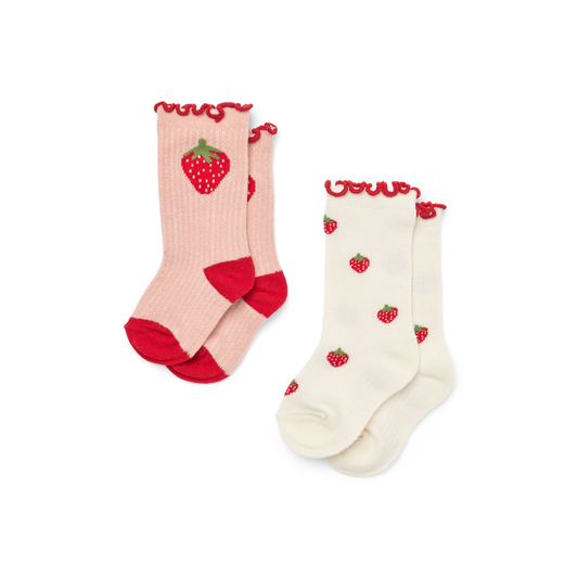 Socken Vigga - Weiß/Rosa - Baumwollmischung - 2er-Pack - Flöss