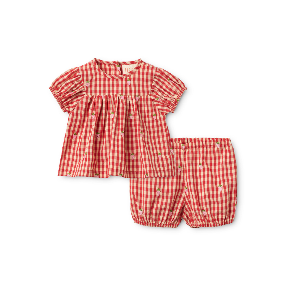 Baby set Molly - Cotton - Red/pink - Strawberries - Flöss