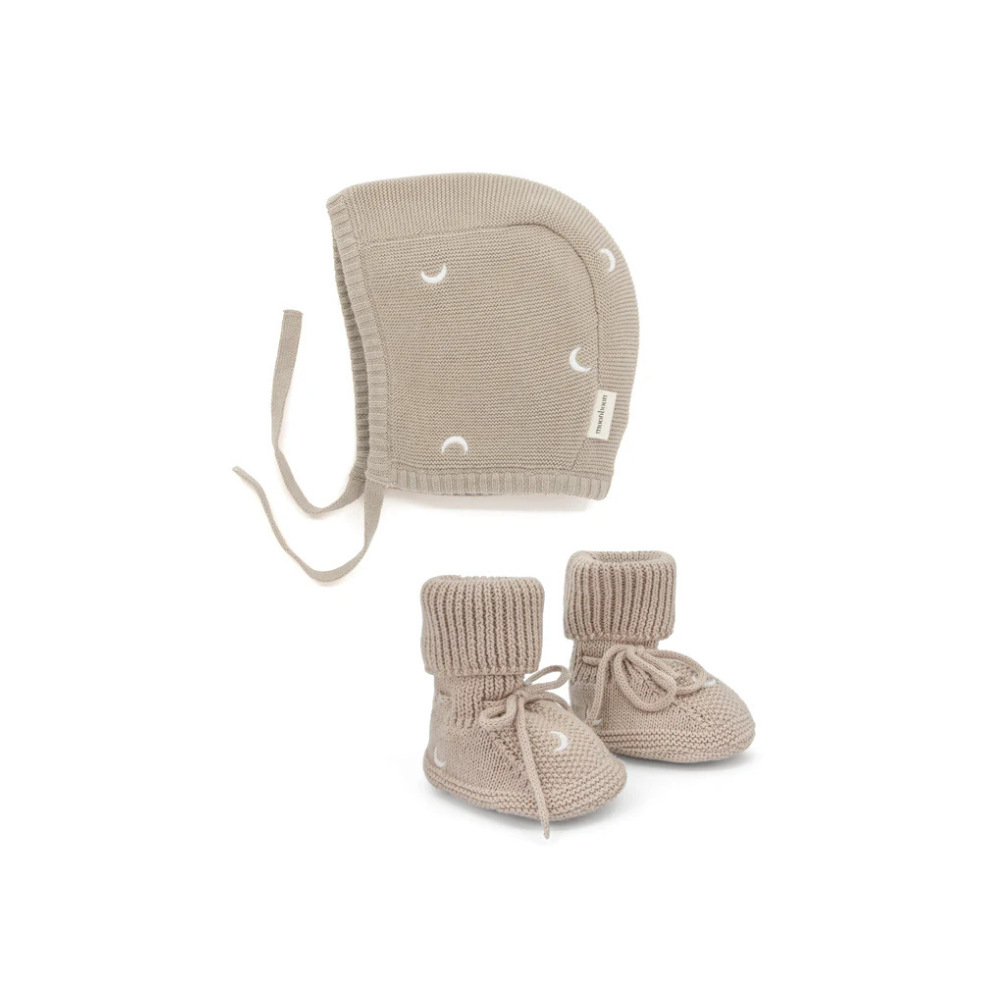 Knitted Hat and Booties Set - Gift Set - Organic Cotton - Moonboon