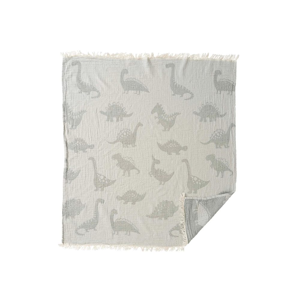 Dino Crib Blanket - Organic Muslin Cotton - Klippan