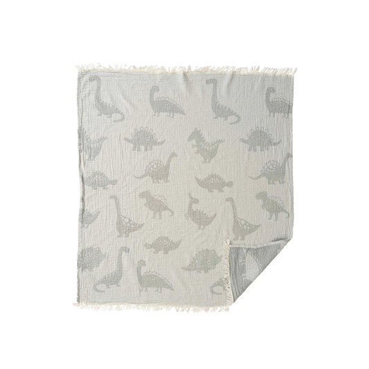 Dino Crib Blanket - Organic Muslin Cotton - Klippan