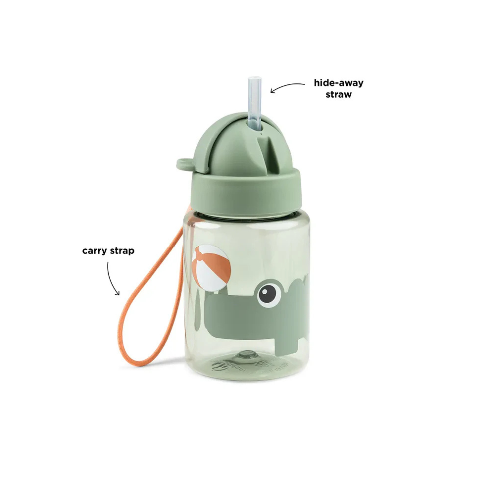 Trinkflasche mit Strohhalm - Playground - Croco/Green - 280 ml - Done by Deer